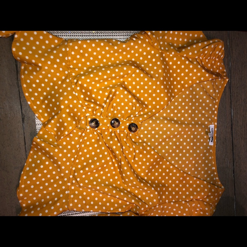 Yellow polka dot blouse